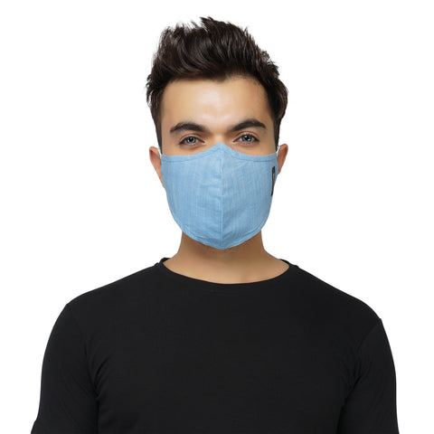 Suntop Designer Fashion Mask(Mens)-Pack of 2(Azure Blue)