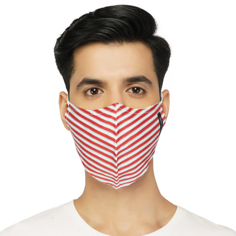 Suntop Designer Fashion Mask(Mens)-Pack of 2(Red Stripe)