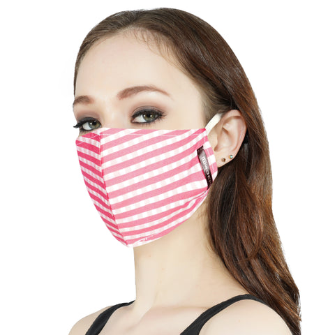 Suntop Designer Fashion Mask(Womens)-Pack of 2(Checkered Pink)